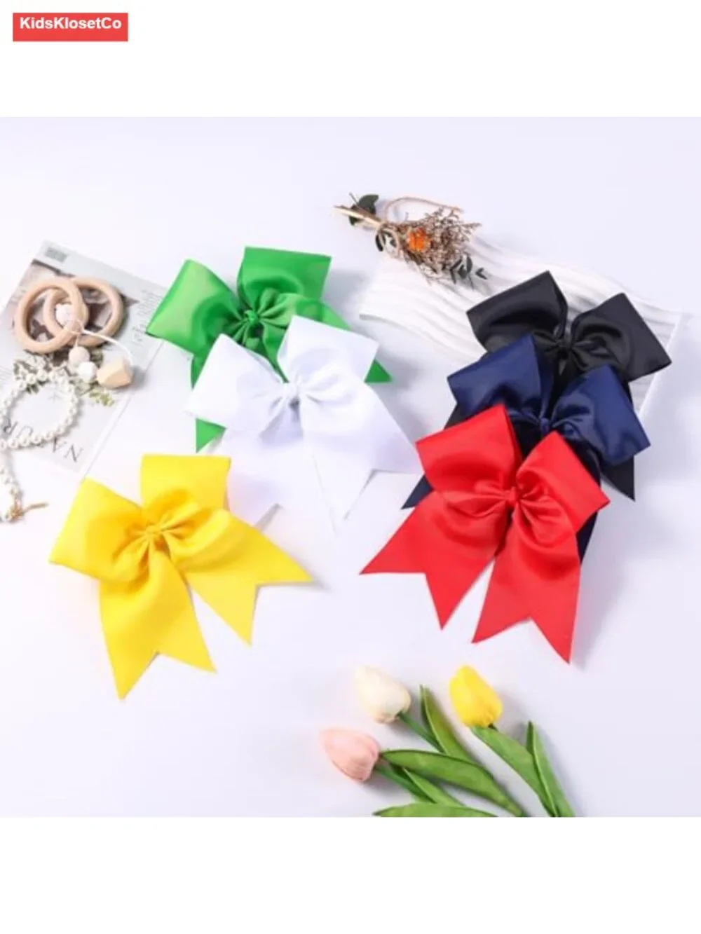 12-Pack 7-Inch Jumbo Hair Bows with Long Tails Grosgrain Ribbon Alligator Clips